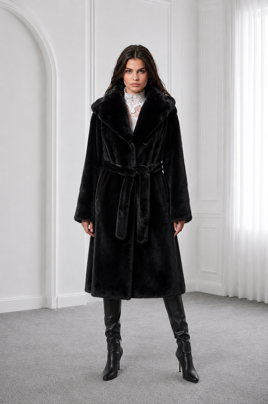 Blackglama Mink Coat with Hood & Mink Belt