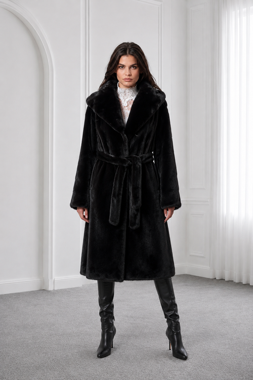 Blackglama Mink Coat with Hood & Mink Belt