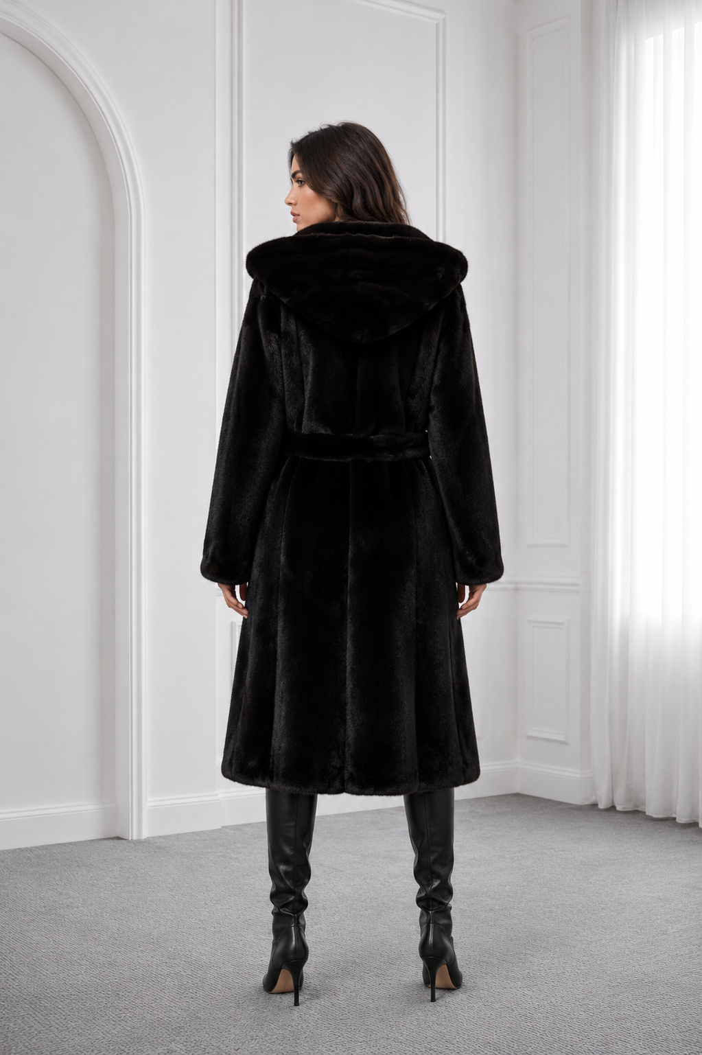 Blackglama Mink Coat with Hood & Mink Belt