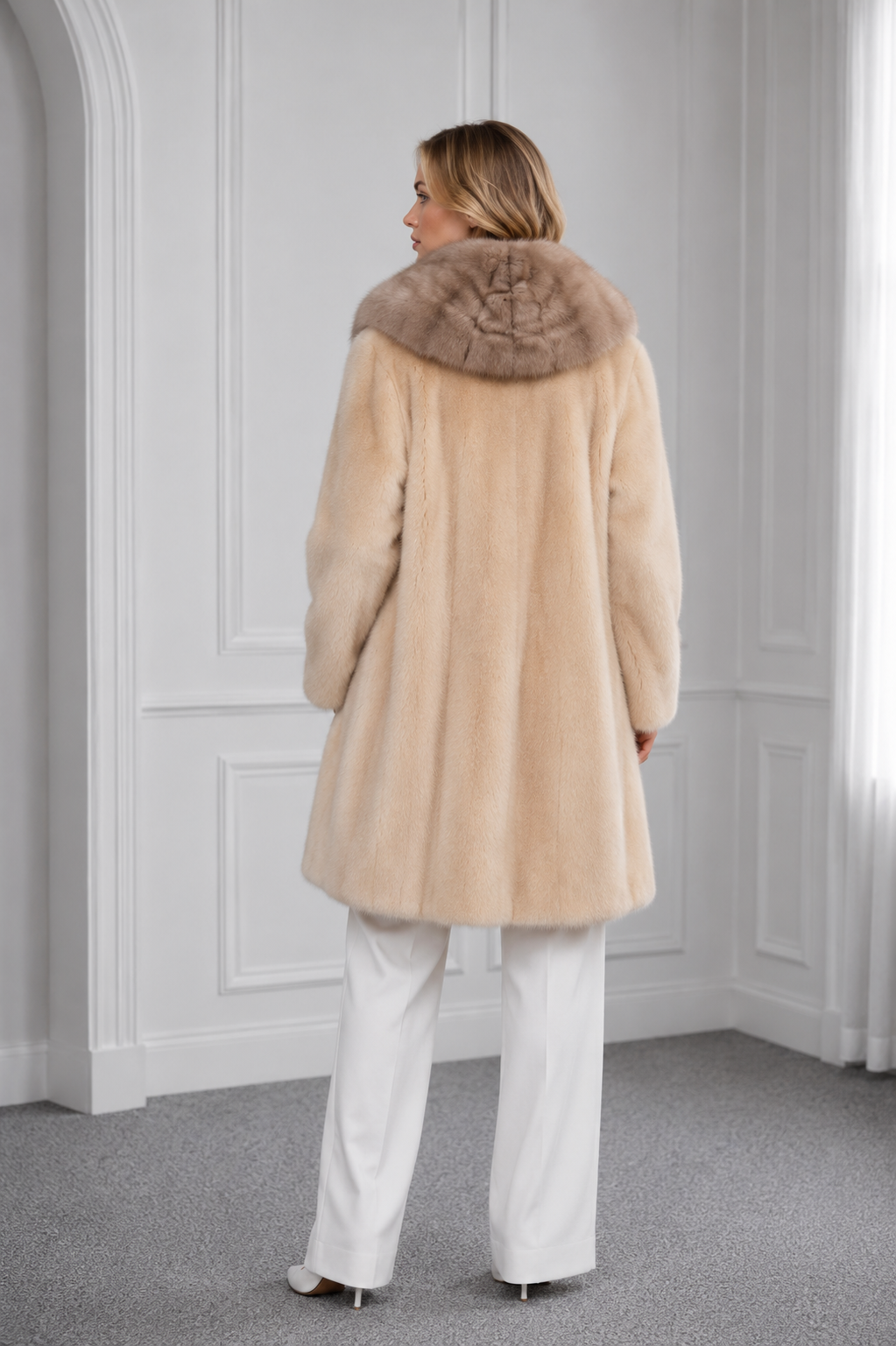 Palomino Mink Coat with Marten Hood