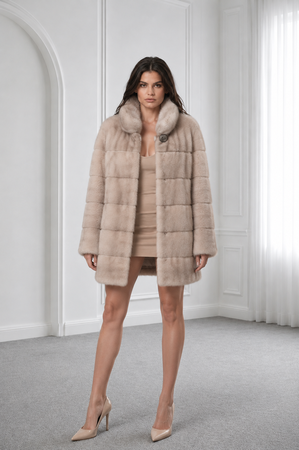 Silver Mink Coat with Collar