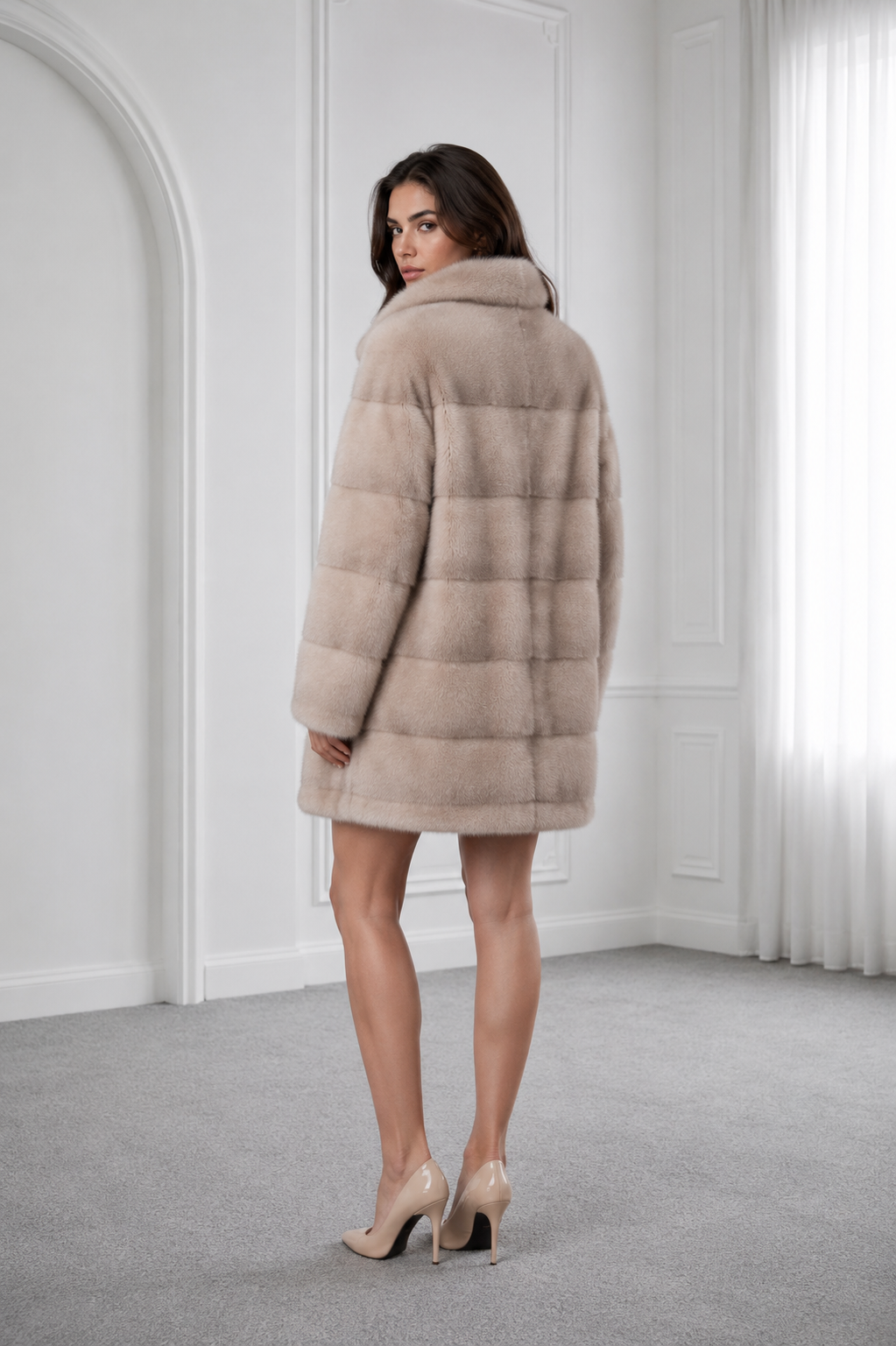 Silver Mink Coat with Collar