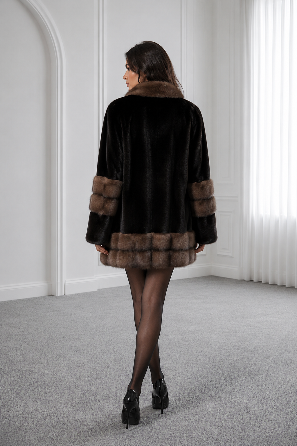 Blackglama Mink Jacket with Sable Collar & Touches
