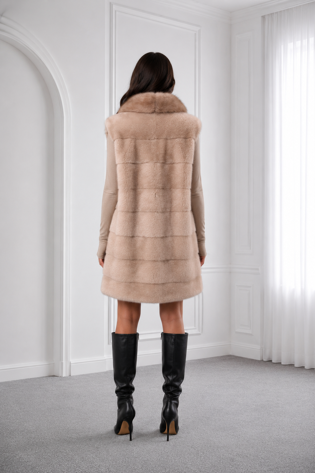 Rose Mink Vest with Marten Collar