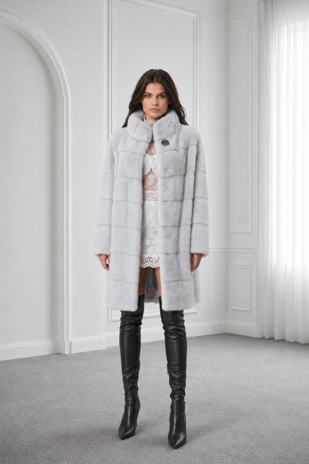 Silver-Cream Mink Coat