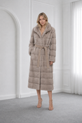 Fume Mink Coat with Suede Belt
