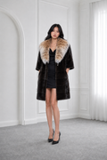 Luxurious Blackglama Mink Coat with Lynx Fur Hood