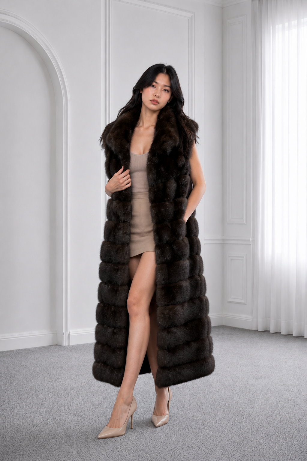 Dark Sable Long Vest