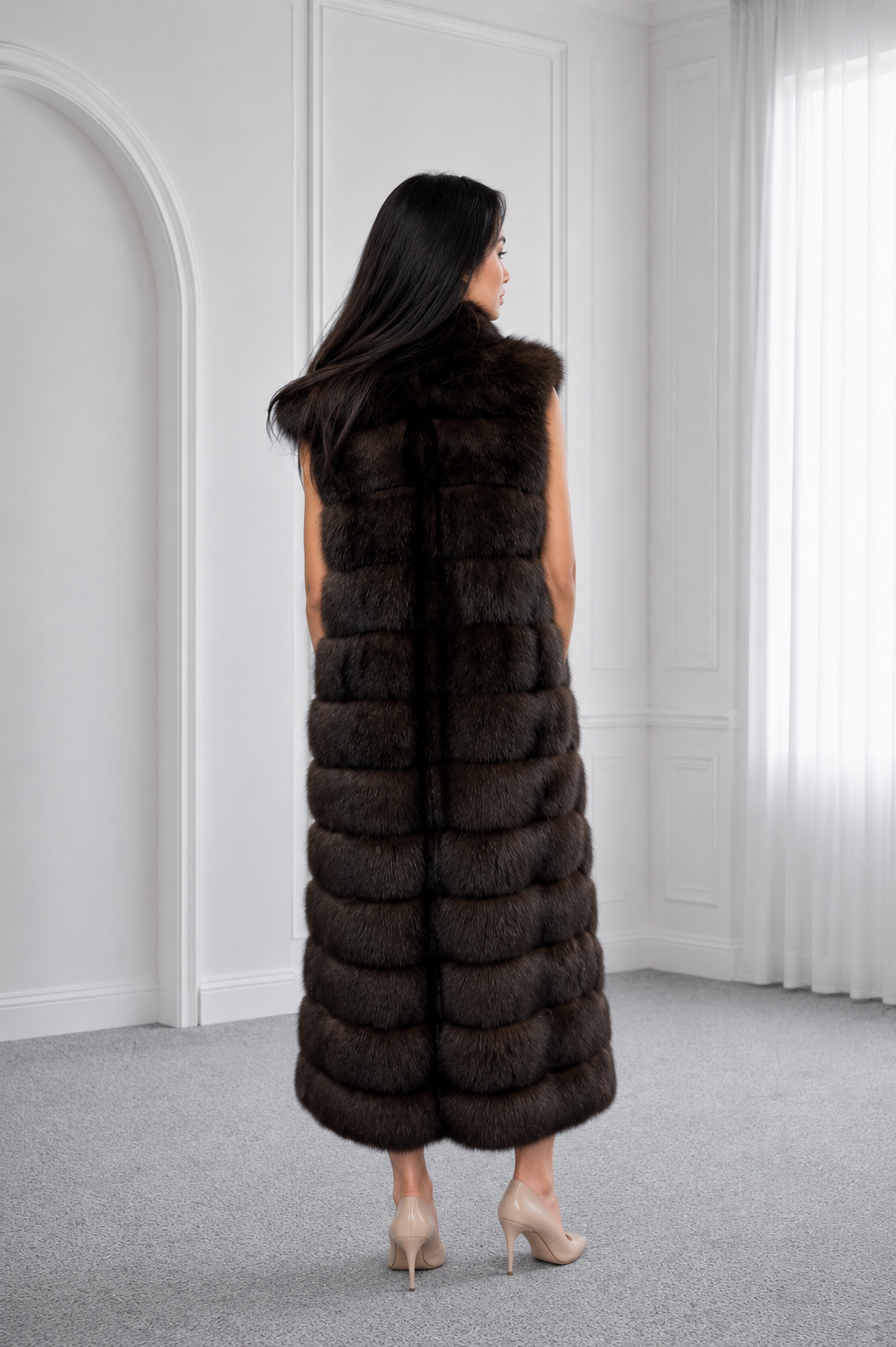 Dark Sable Long Vest