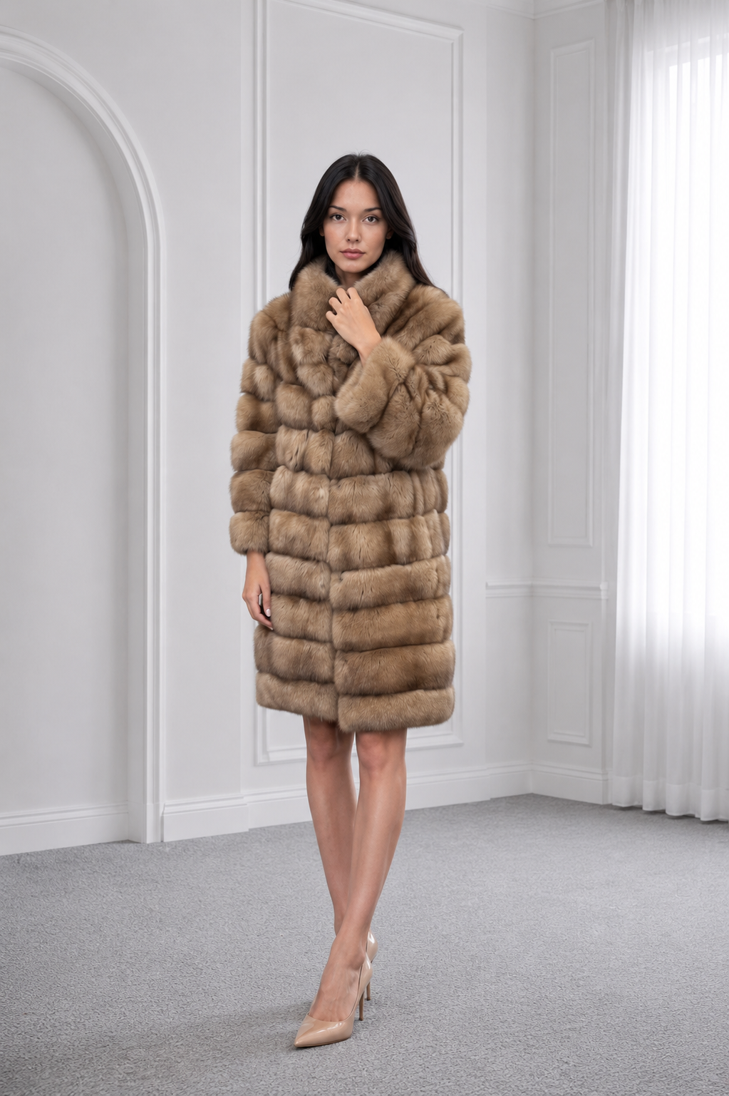 Tortora Sable Mid-Length Coat