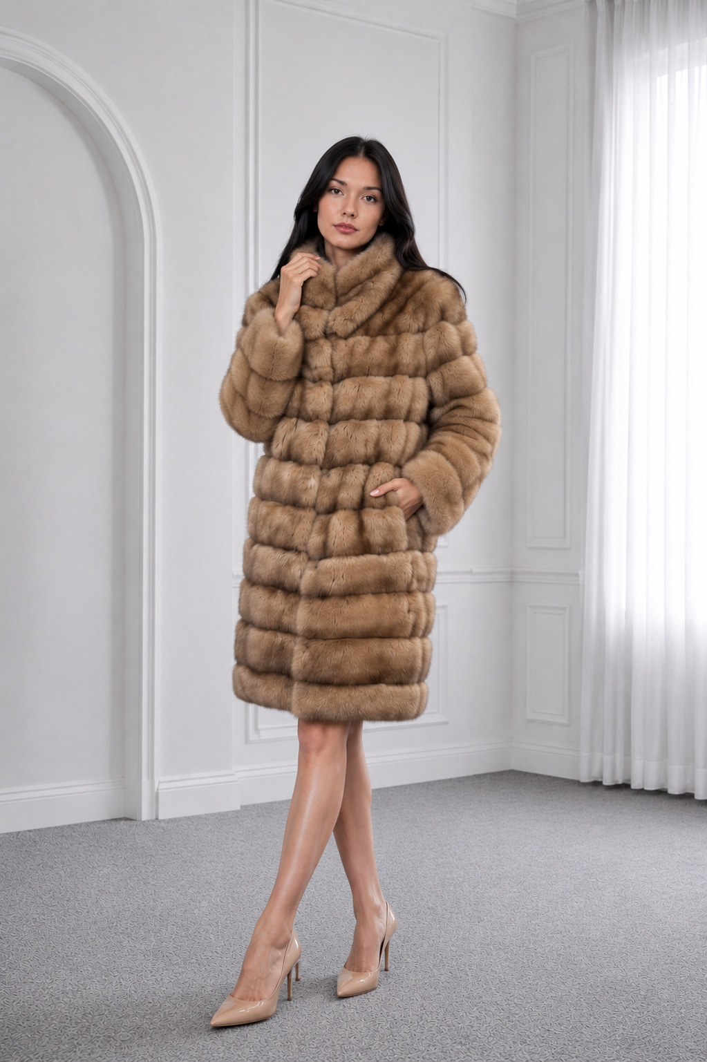 Tortora Sable Mid-Length Coat
