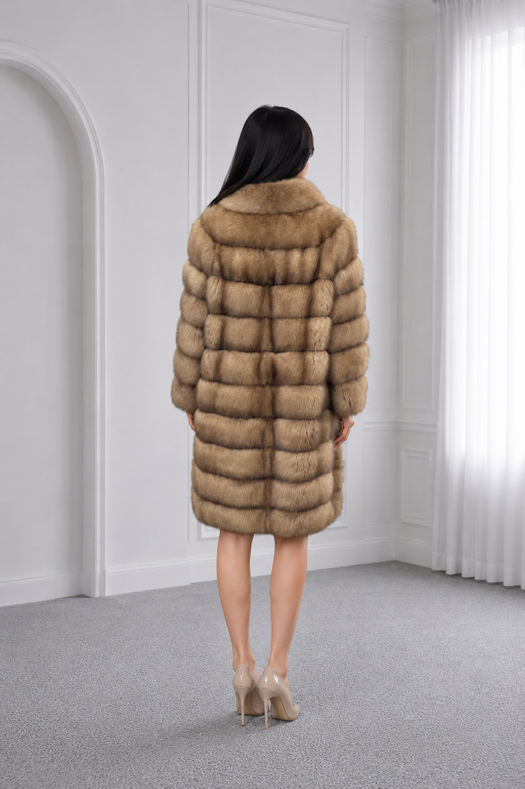 Tortora Sable Mid-Length Coat