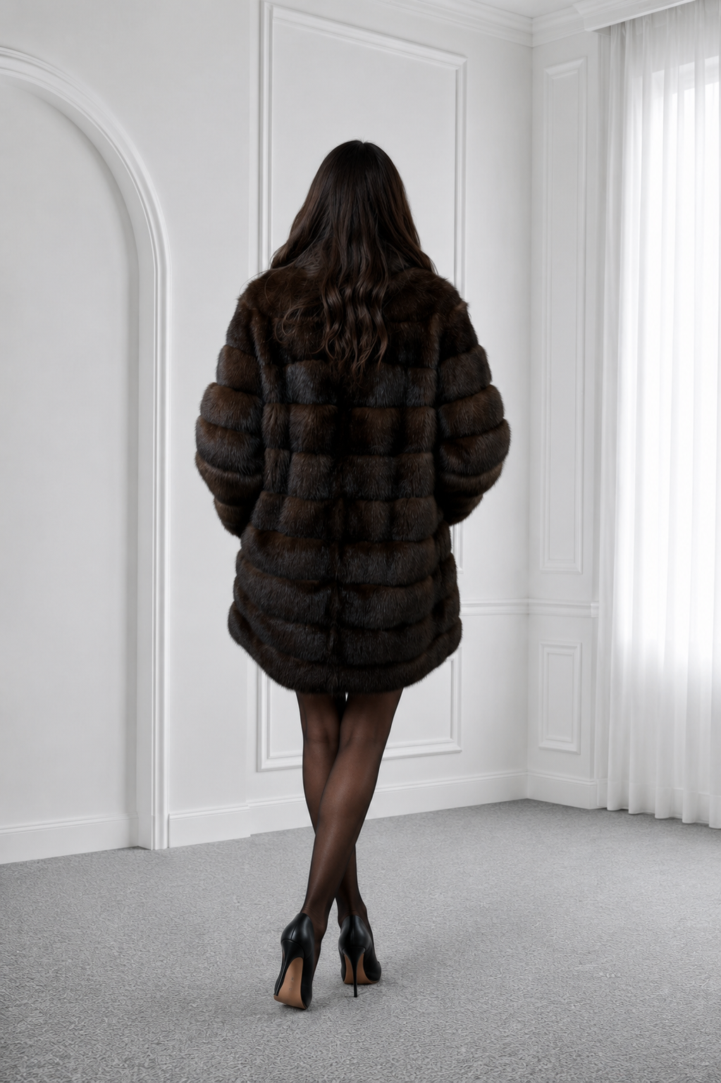 Dark Sable Mid-Length Coat