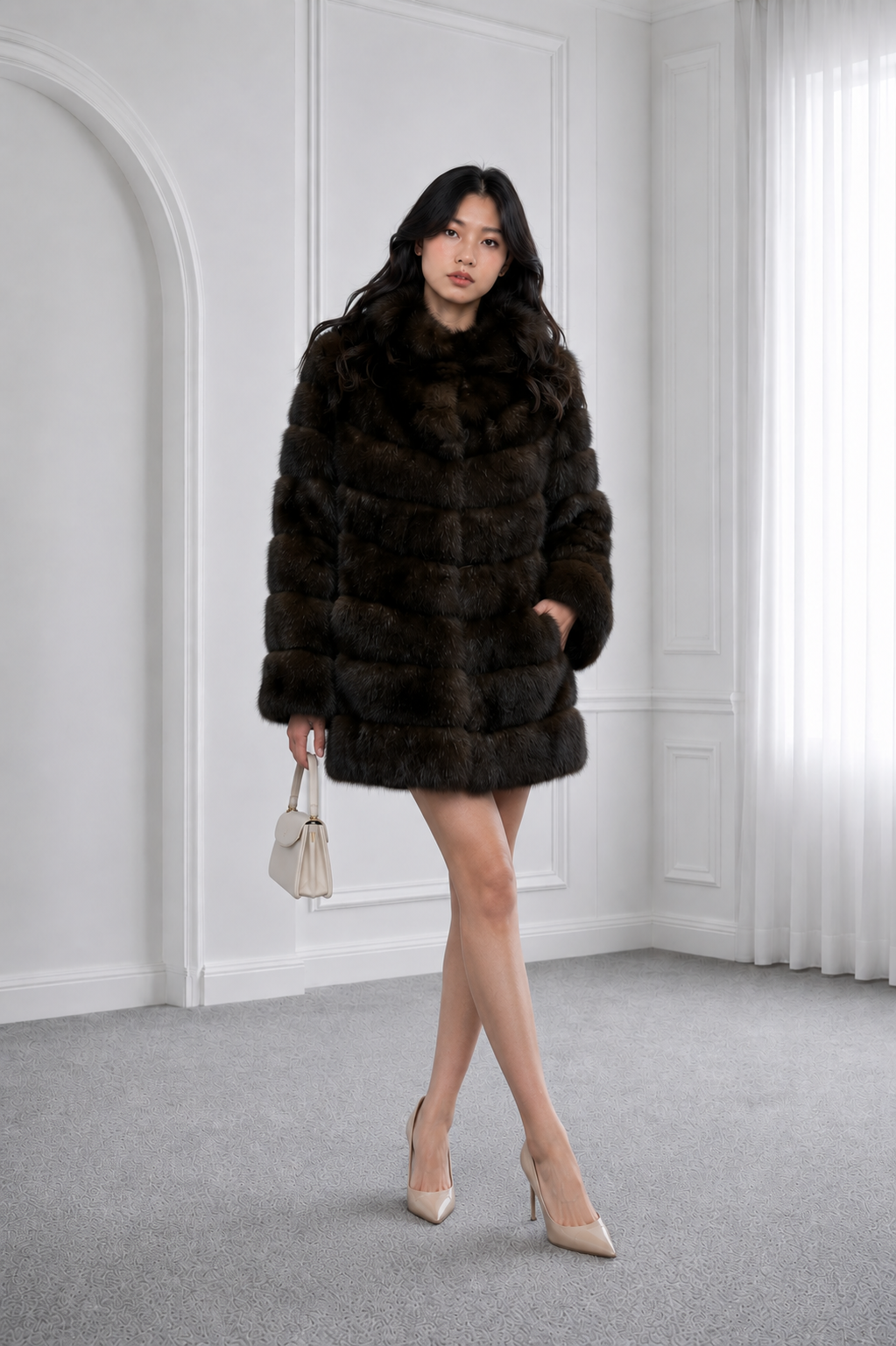 Dark Sable Mid-Length Coat