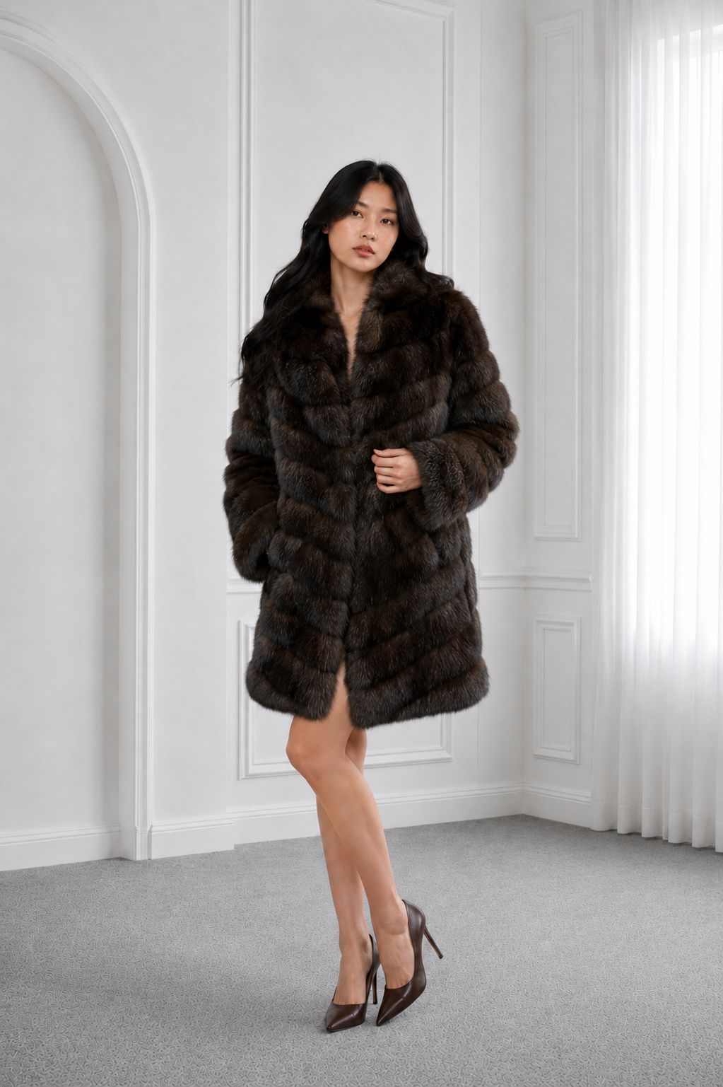Dark Sable Mid-Length Coat