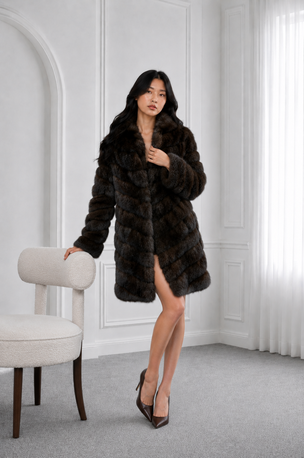 Dark Sable Mid-Length Coat